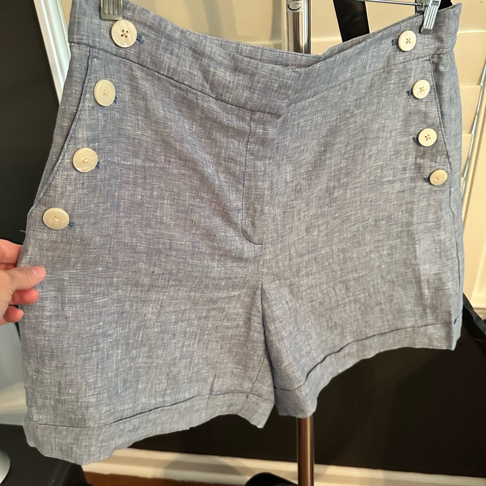 LOFT Blue and White High Waist Shorts Nautical-Inspired